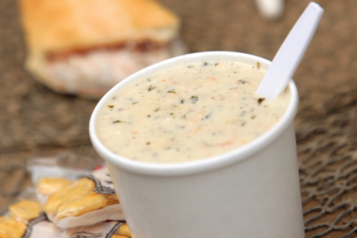 Carol Anello's clam chowder at the Spud Point Crab Company in Bodega Bay. (John Burgess / The Press Democrat)