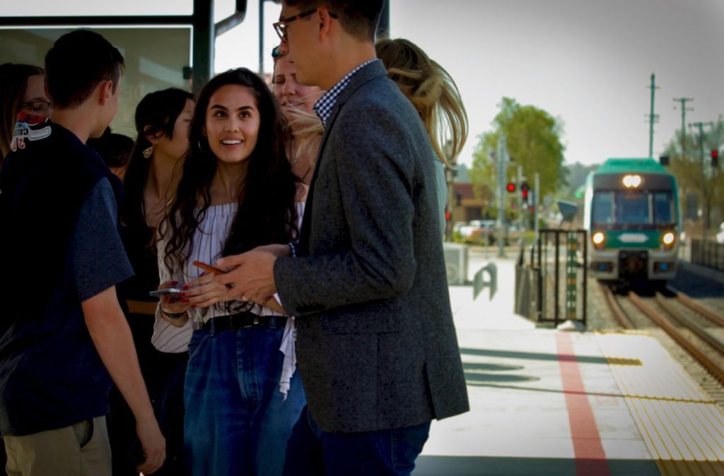 Petaluma, CA, USA._Friday, April 26, 2019. To encourage and educate teenagers to ride the SMART train and in honor of Earth Day, the Petaluma City Youth Commission rode the train from downtown Petaluma to San Rafael for dinner to teach them how to use the train and have fun. (CRISSY PASCUAL/ARGUS-COURIER STAFF)