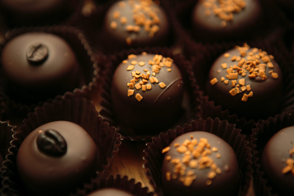 French mocha and cappuchino chocolates Wine Country Chocolate in Glen Ellen with co-owners Betty, dark hair and a little taller, and Caroline Kelly, blonde and younger and Betty's daughter.