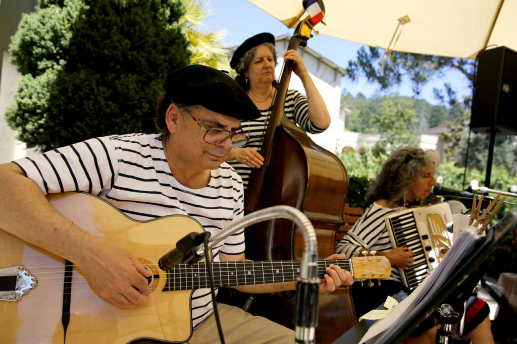 (From left) Paul Shelasky, Susan Walters and Karol Kopley perform with the group Haute Flash Quartet for Bastille Day at Chateau St. Jean on Sunday, July 14, 2013 in Kenwood, California. (BETH SCHLANKER/ The Press Democrat)