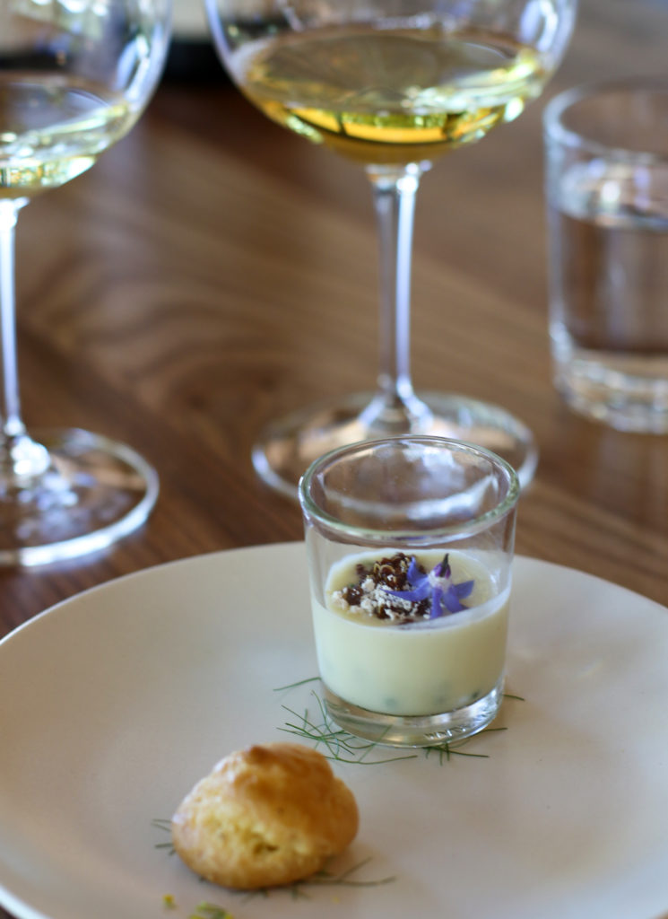 Corn chowder at Flowers Winery in Healdsburg. Heather Irwin/PD