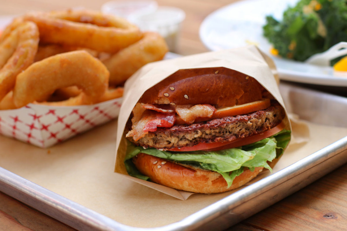 Impossible Burger with bacon and smoked Gouda from Acme Burger. (Heather Irwin/Sonoma Magazine)