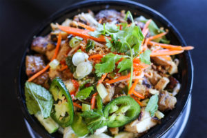 Lemongrass chicken noodle bowl at Corner Cafe in Santa Rosa. Heather Irwin/PD