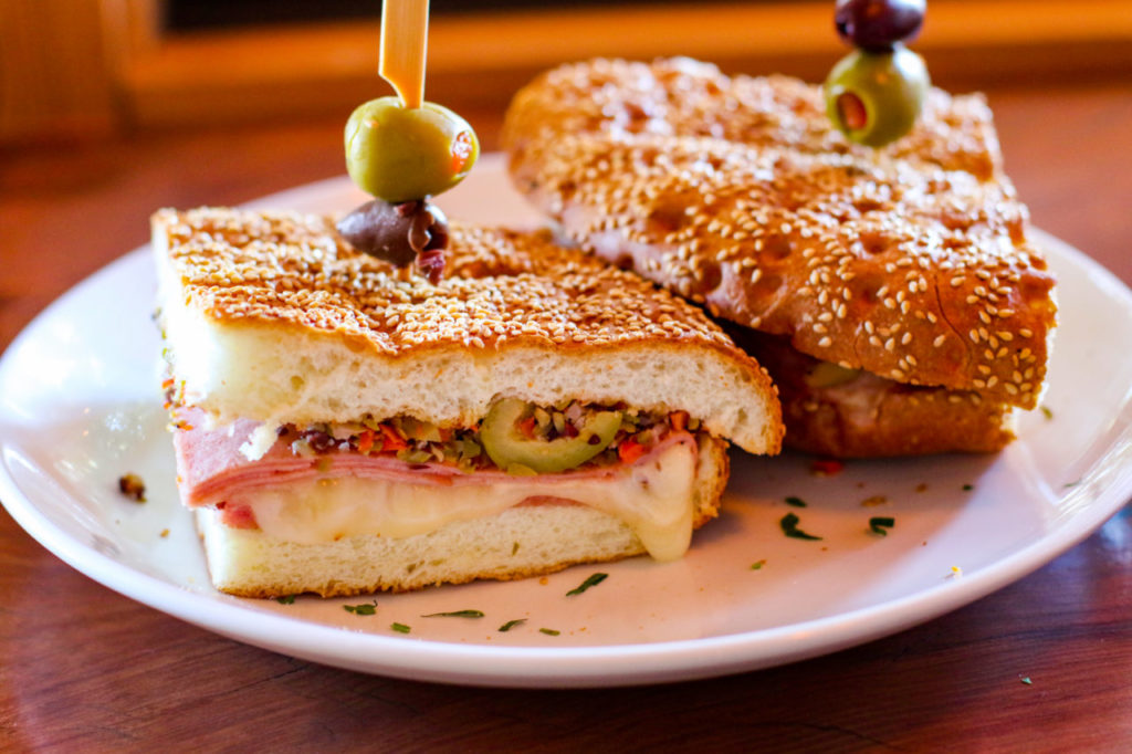 Muffaletta sandwich at the Parish Cafe in Santa Rosa. (Heather Irwin / The Press Democrat)