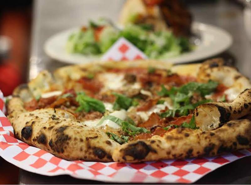 Franchetti’s, Santa Rosa John and Gesine Franchetti marry Italian, German and French flavors at this casual eatery that is serious about its food. Pizza is only one facet of the menu at this wood-fired restaurant, but there are a lot of options, from a very traditional margherita to the German Flammkuchen, with very thin crust, crème fraîche, housemade burrata, white onions and bacon lardons. The small but eclectic wine list matches the cuisine, with exciting offerings from Germany, Austria and Italy. Photo courtesy of Franchetti's