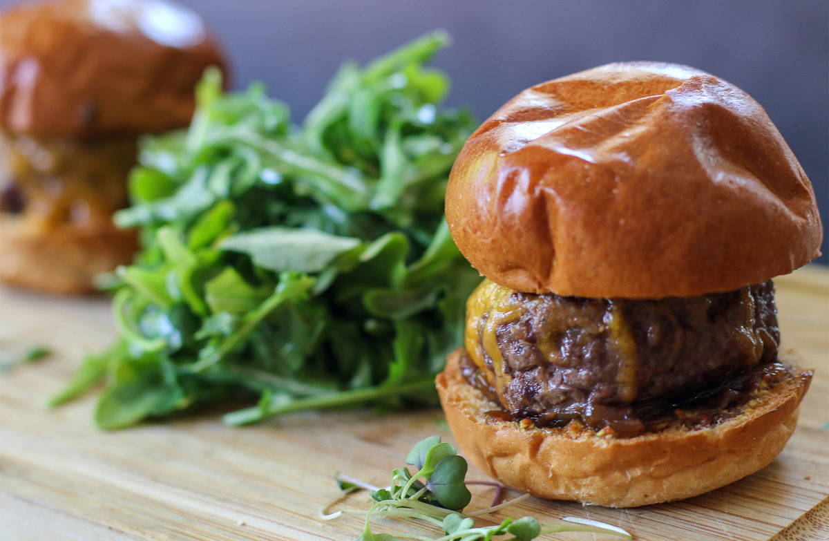 Beef sliders at Fandees Restaurant in Sebastopol. (Heather Irwin / Sonoma Magazine)
