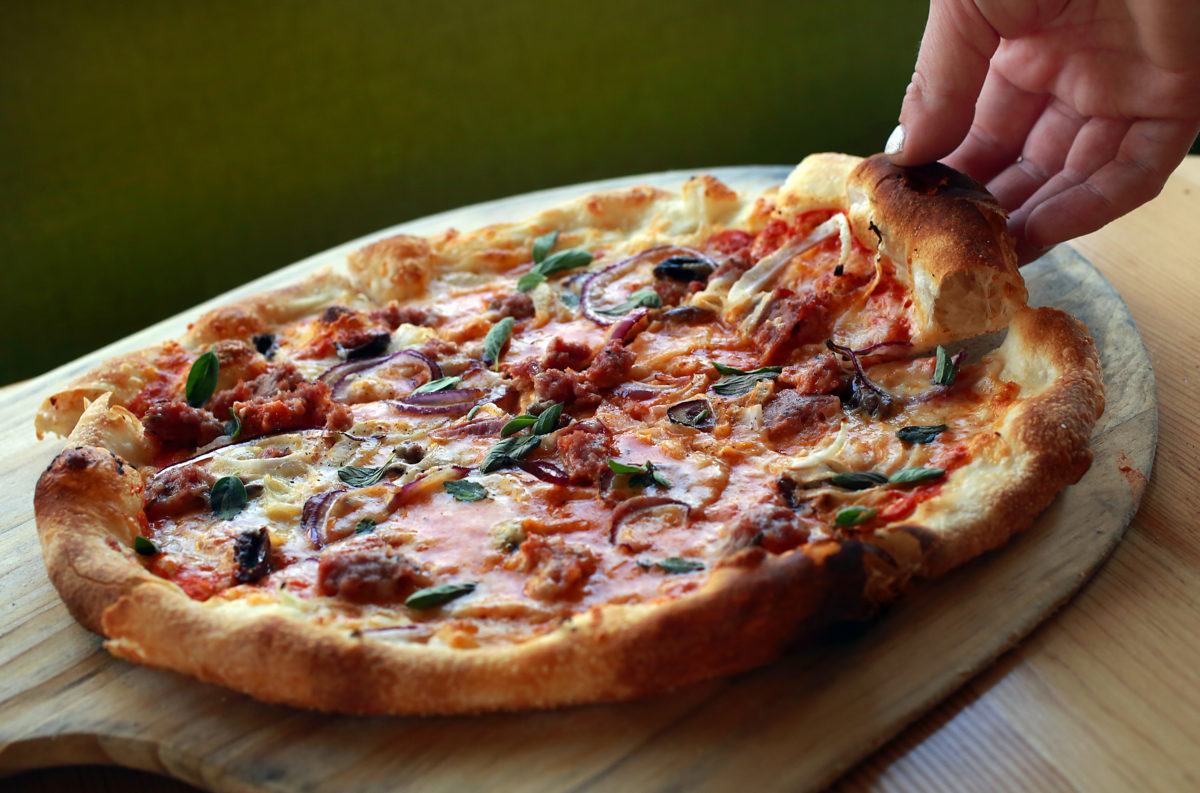 The Special Pizza with house made fennel sausage from the Fig Cafe in Glen Ellen. (John Burgess/The Press Democrat)
