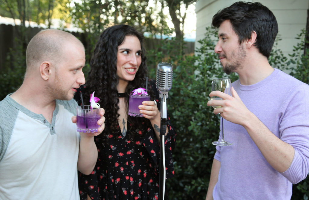 David Gray, left, Aly Rose and Nick Carico of the Aly Rose trio take a break from performing at the Grand Reopening of MacArthur Place in Sonoma California, Thursday August 1, 2019. (Photo Will Bucquoy/For Sonoma Magazine).