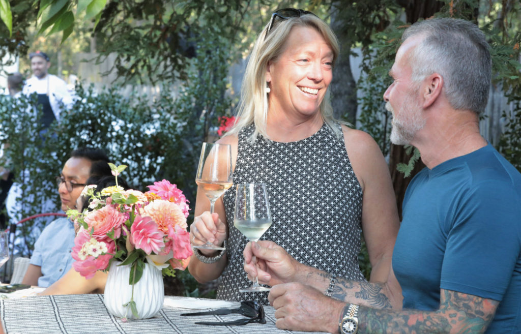 Judy Purdom and Mike Bresnyan attend the Grand Reopening of MacArthur Place in Sonoma California, Thursday August 1, 2019. (Photo Will Bucquoy/For Sonoma Magazine).