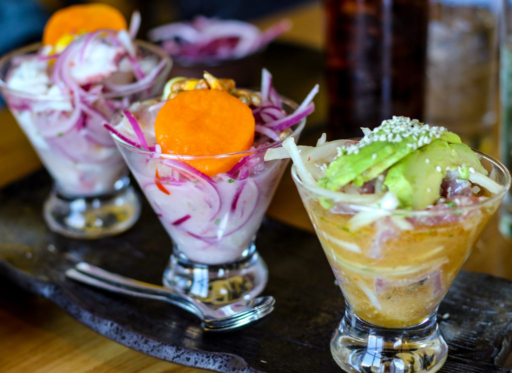 Trio of ceviche at Ayawaska in Petaluma. (Heather Irwin/Sonoma Magazine)