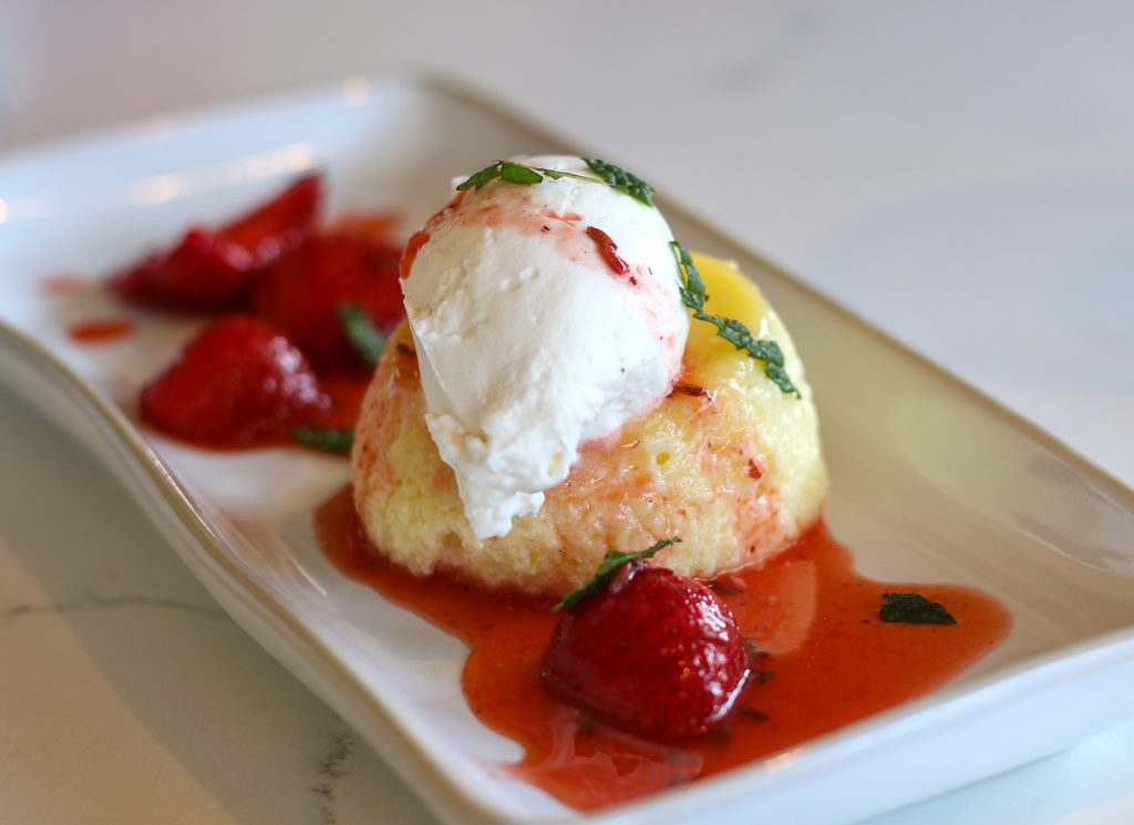Meyer lemon pudding cake at Willi’s Wine Bar in Santa Rosa. (Heather Irwin)