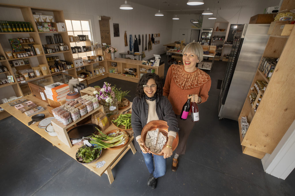 Miracle Plum co-owners Sallie Miller, left, and Gwen Gunheim opened their eclectic wine, food and market in a building built in 1913 near Railroad Square. (John Burgess/The Press Democrat)
