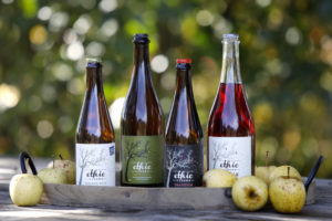 A variety of apple ciders produced by Ethic Ciders include Golden Rule, Montage, Gravitude, and Scarlett. Photo taken at the Lawton's apple farm on Wednesday, December 26, 2018 in Sebastopol, California . (BETH SCHLANKER/The Press Democrat)