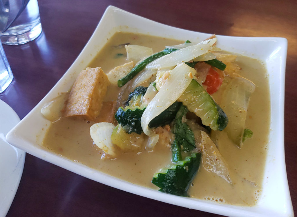 Yellow tofu curry at Tan’s Donuts with creamy coconut milk and plenty of veggies. Tan’s Donuts serves Cambodian and Vietnamese homestyle dishes. 2550 Guerneville Rd, Santa Rosa, 707-528-1567.