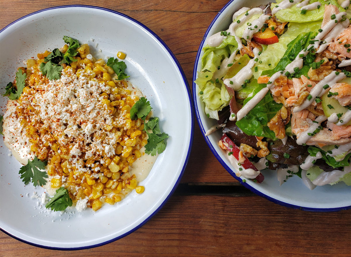 Elotes and smoked trout salad at Handline restaurant in Sebastopol. I can’t even say how good the corn was. Oh. My. God. (Heather Irwin)