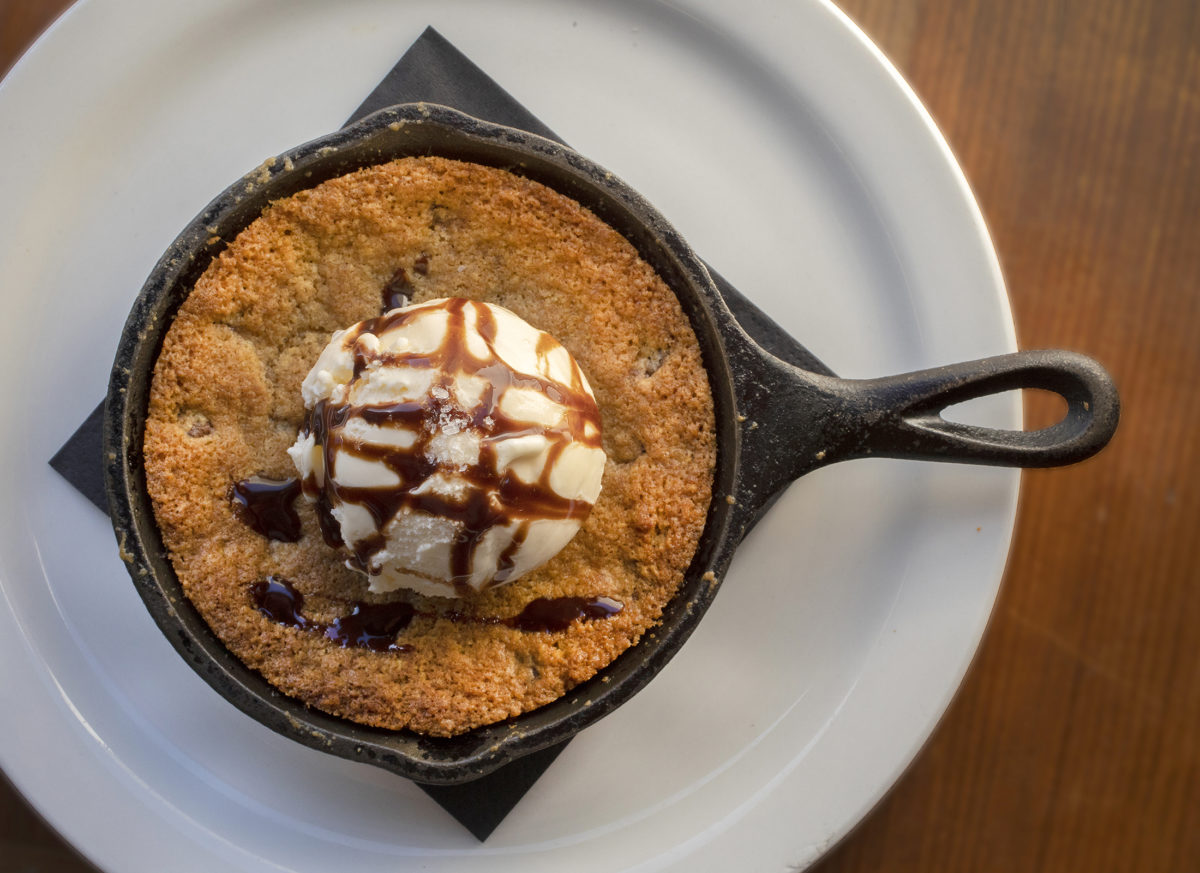 Deep Dish Cookie chocolate chips, vanilla ice cream, chocolate ganache and sea salt from Palooza Brewery and Gastropub in Kenwood. (photo by John Burgess/The Press Democrat)