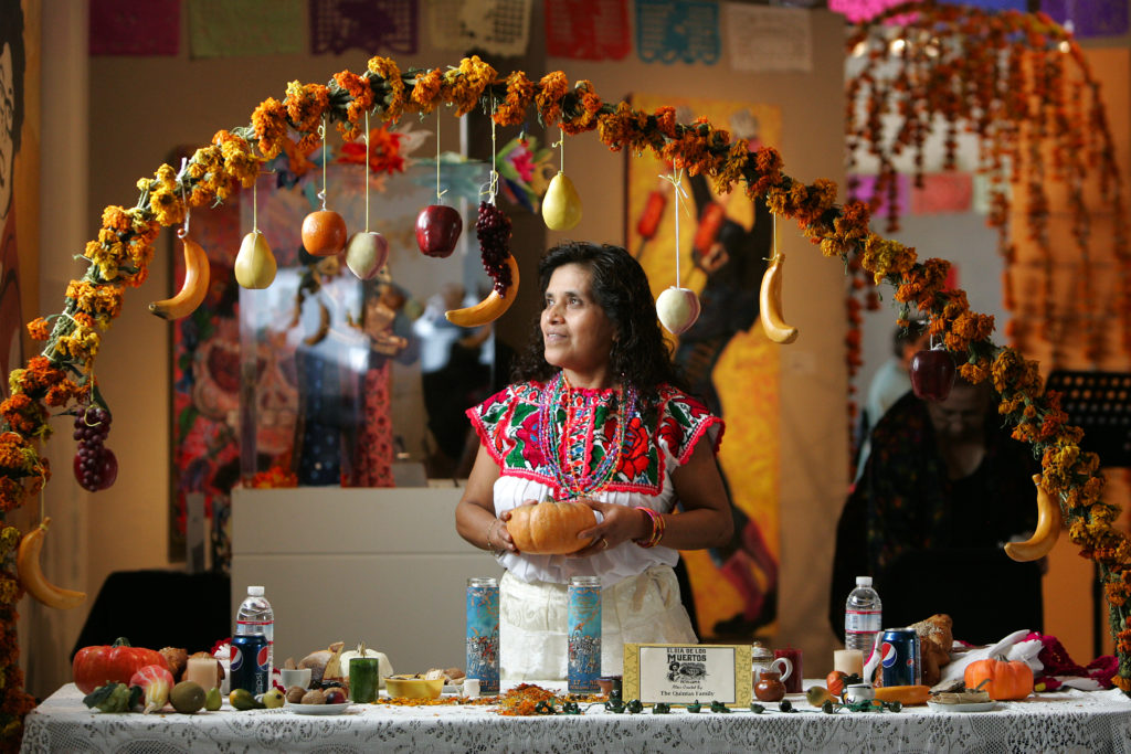11/1/2009:D9: Emilia Quintas built a traditional home altar at the Petaluma Center for the Arts for their Day of the Dead show. PC: Emilia Quintas built a traditional home altar at the Petaluma Center for the Arts for their Day of the Dead show.