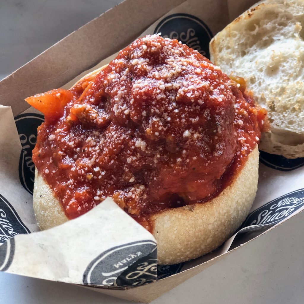 Meatball Bread Bowl, Slice Shack by Mary's: Forget the soup. Mary's fills a tasty bread bowl with their famous giant meatball and marinara. Slather cheese on top (or not) and it's all yours for $7.95. 14 West Spain St., Sonoma, maryssliceshack.com.