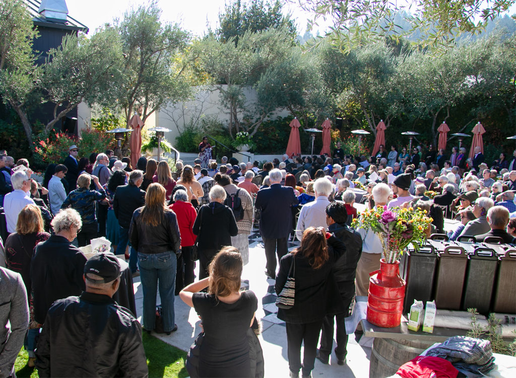 A crowd of hundreds gathered at Evelyn Cheatham's memorial at Catelli's in Geyserville. Heather Irwin/PD
