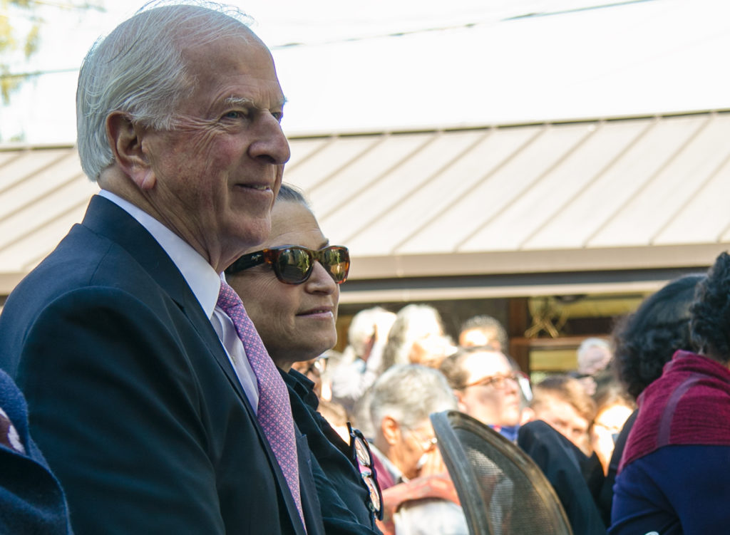 Sen. Thompson and Duskie Estes at Evelyn Cheatham's memorial at Catelli's in Geyserville. Heather Irwin/PD