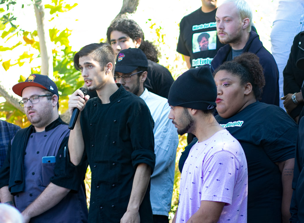 Former WOW students at Evelyn Cheatham's memorial at Catelli's in Geyserville. Heather Irwin/PD