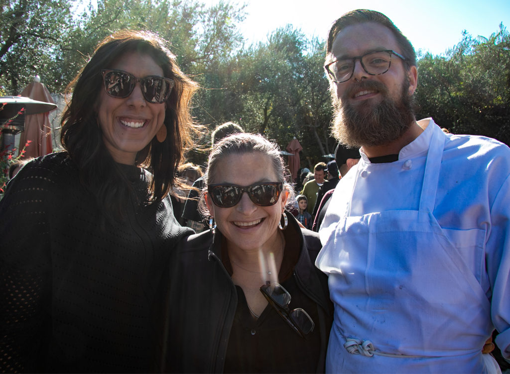 Chef Duskie and friends at Evelyn Cheatham's memorial at Catelli's in Geyserville. Heather Irwin/PD