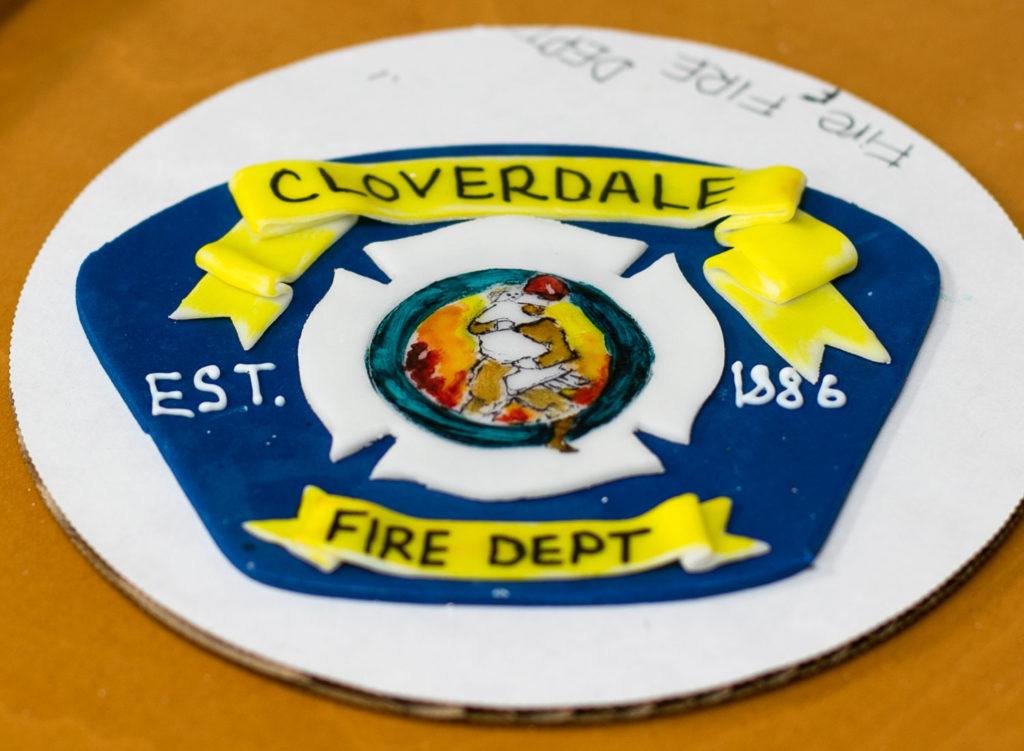 Details of a Kincade Fire first responders' cake created by Costeaux Bakery's Karah Williams, Nerissa Sutton, Silva Nunez and Dioselena Madrano in Healdsburg. Heather Irwin/PD