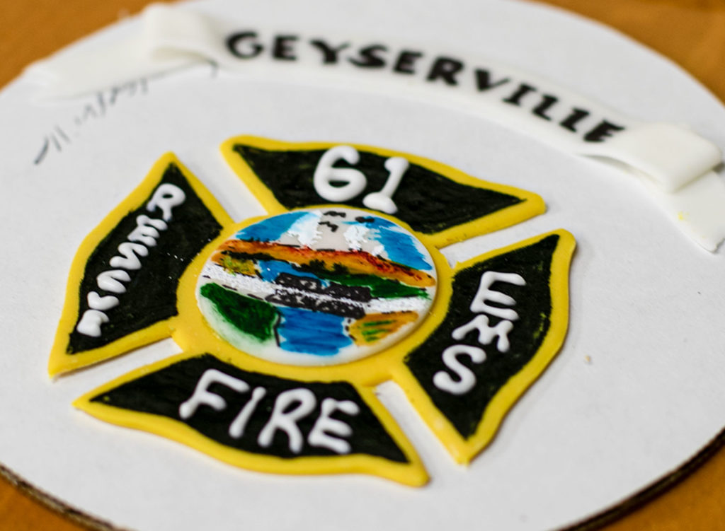 Details of a Kincade Fire first responders' cake created by Costeaux Bakery's Karah Williams, Nerissa Sutton, Silva Nunez and Dioselena Madrano in Healdsburg. Heather Irwin/PD