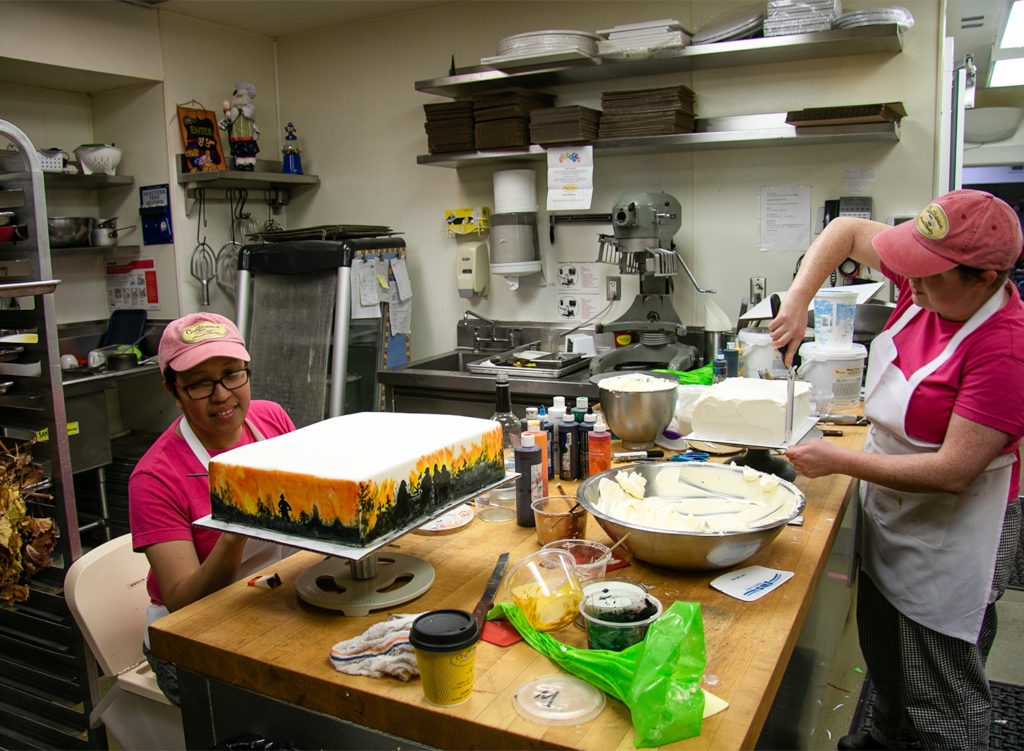 Details of a Kincade Fire first responders' cake created by Costeaux Bakery's Karah Williams, Nerissa Sutton, Silva Nunez and Dioselena Madrano in Healdsburg. Heather Irwin/PD
