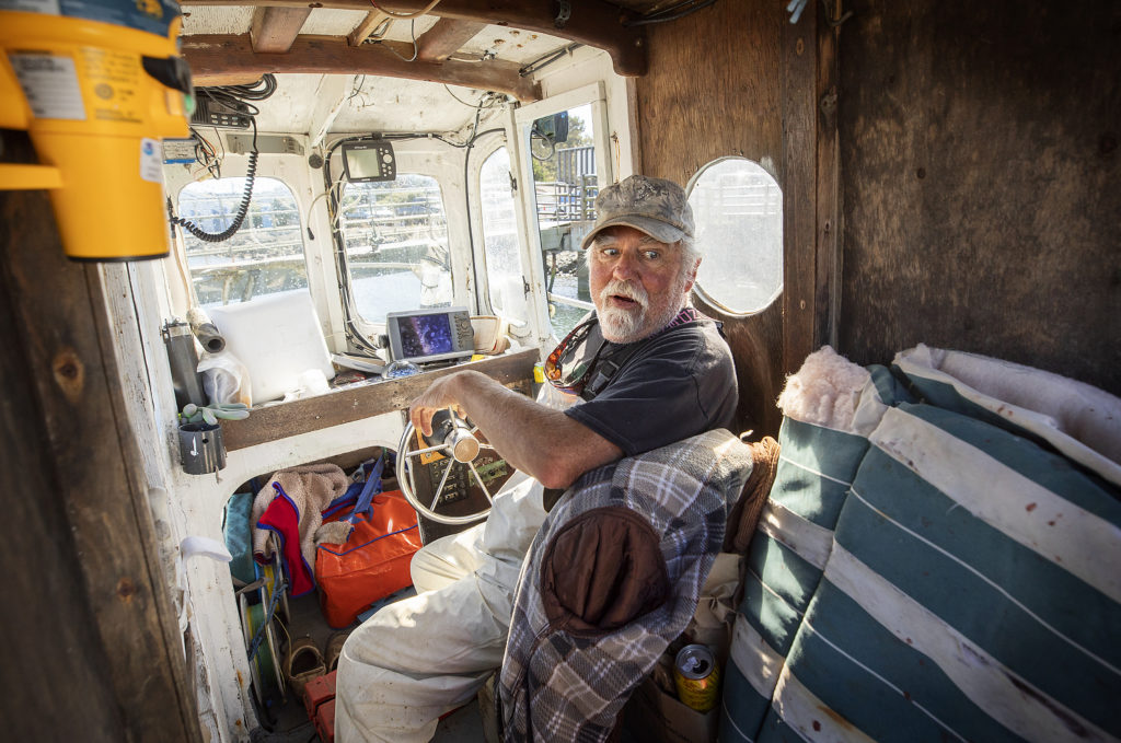 Josh Churchman captains the Palo, one of the smallest commercial fishing boats at the Spud Point Marina in Bodega Bay. (John Burgess)