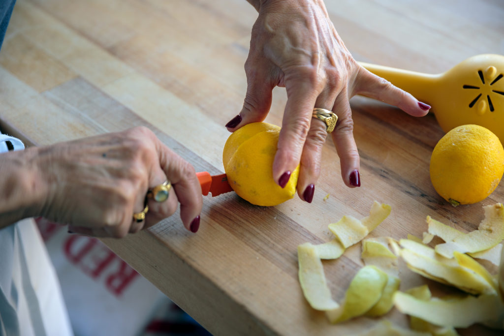 Chef Jenny Malicki and her peeler, small knife, and lemon juicer