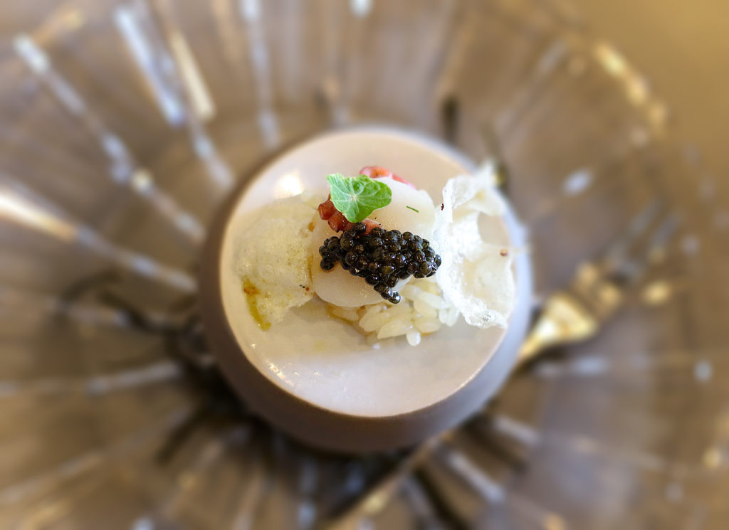 Caviar and scallops at Jordan Winery. Heather Irwin/PD