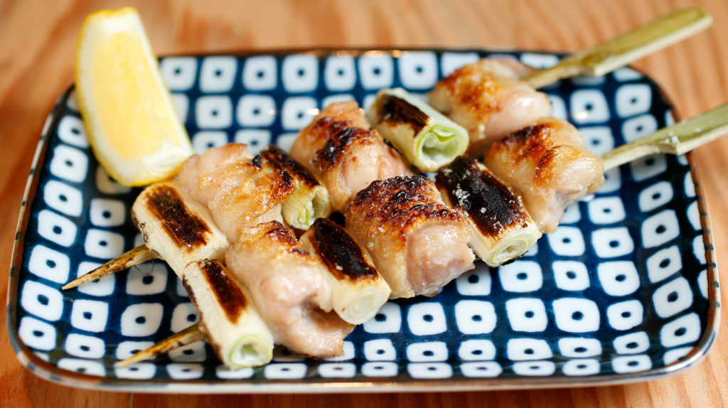 Momoshiniku (boneless chicken thigh) with negi (Welsh onion)at Miminashi, a Japanese izakaya, in Napa, California on Tuesday, August 30, 2016. (Alvin Jornada / The Press Democrat)