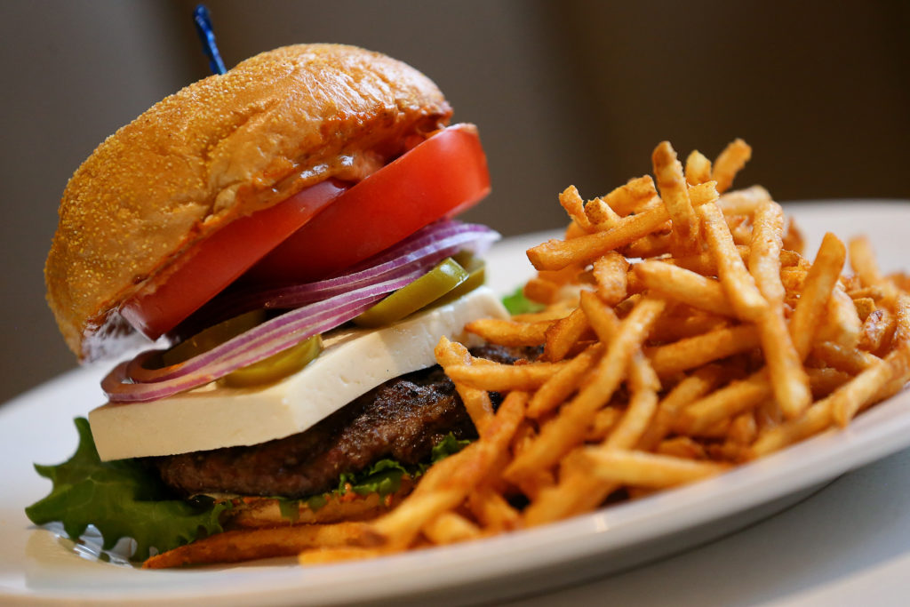 The Mexi Burger, at Picazo Kitchen & Bar, features Niman Ranch beef, jalape–os, queso fresco, onion, lettuce, tomato, and spicy picazo sauce. (Christopher Chung/ The Press Democrat)