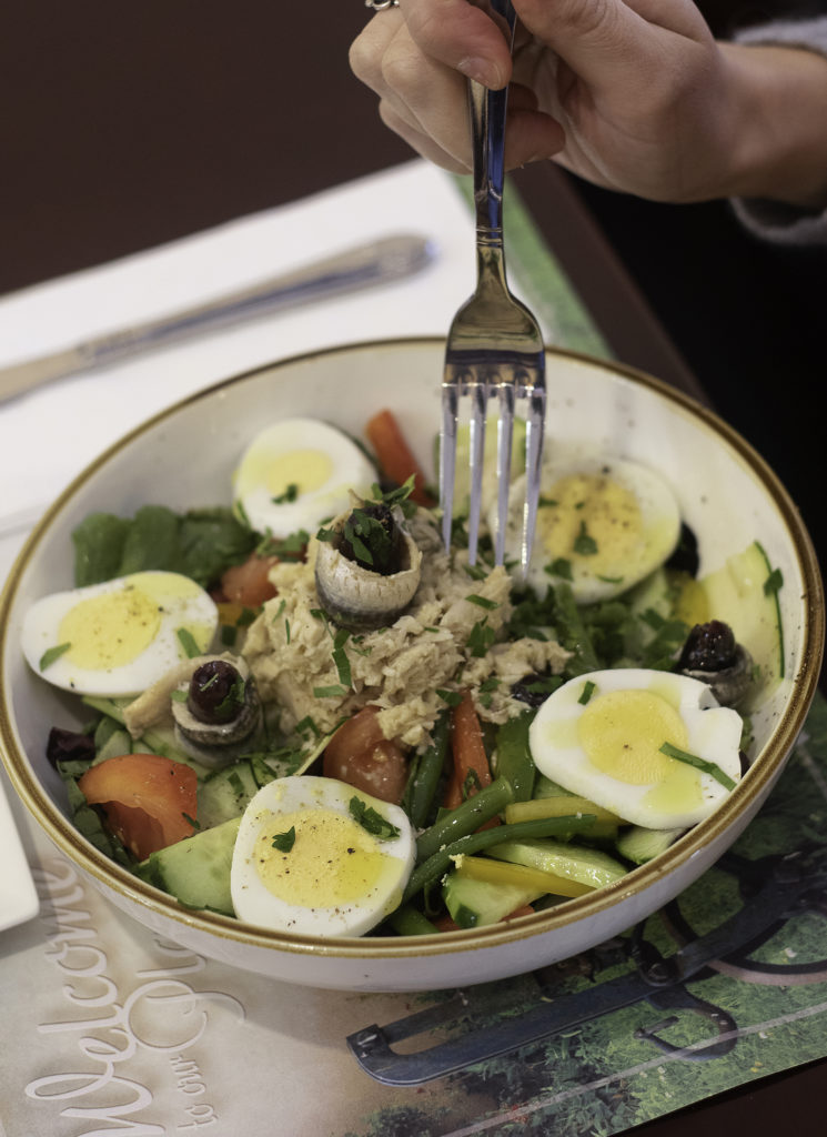 Nicoise salad at Creperie Chez Solange in Larkfield. (Heather Irwin / Sonoma Magazine)
