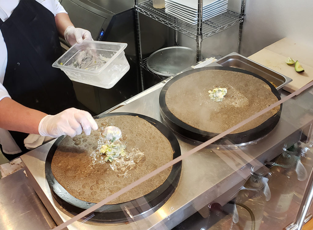 Making crepes at Creperie Chez Solange in Larkfield. Heather Irwin/PD.