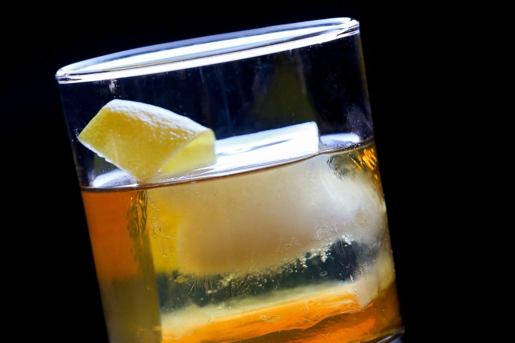 Tea Service, at Whisper Sisters, consists of rye, Lapsang Souchong tea, and monarch cherry bitters. (Christopher Chung/ The Press Democrat)