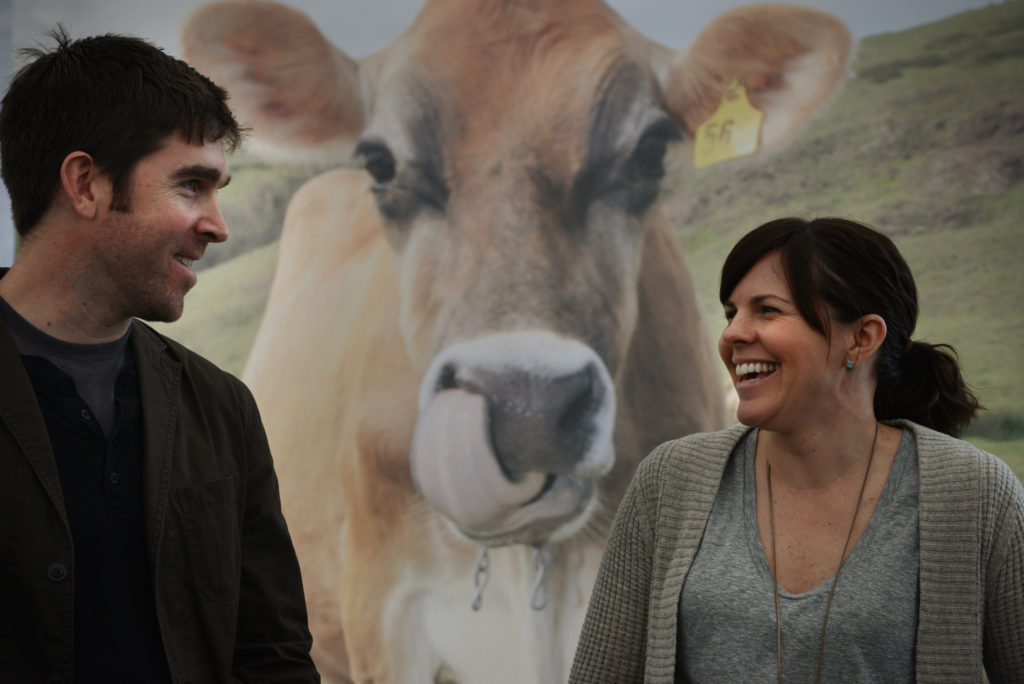 Alex Roa, left, and Amy Ricard both with Sonoma County Agricultural Preservation and Open Space District during the 11th annual California Artisan Cheese Festival held at the Sheraton Sonoma County in Petaluma Sunday. March 26, 2017. (Photo: Erik Castro/for The Press Democrat)