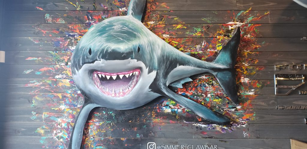 Duh-nuh, duh-nuh-duh-nuh....Jaws is comin' to get ya. Simmer Claw Bar in Rohnert Park. Heather Irwin/PD