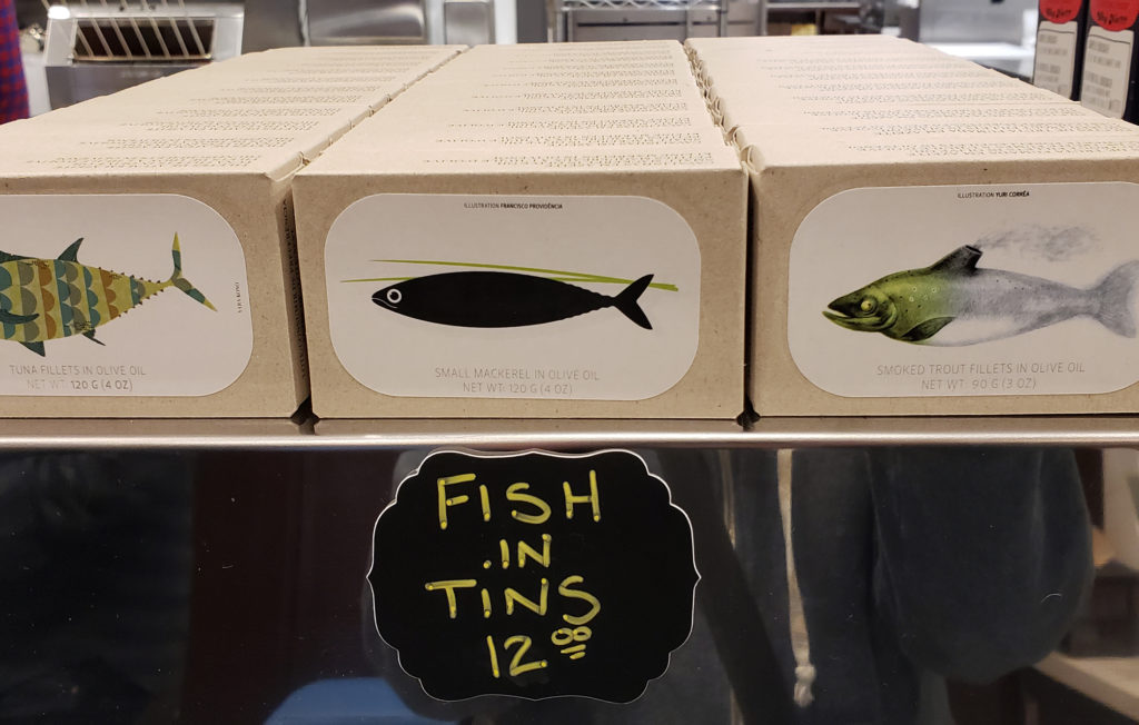 Fish in tins at Grossman's Noshery and Bar in Santa Rosa. Heather Irwin/PD