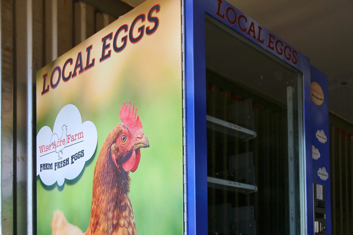 An egg vending machine stored at Wise Acre Farm, is said to be the first in the United States. (Christopher Chung/ The Press Democrat)