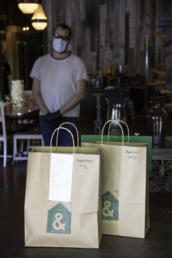 Takeout bags at Barndiva in Healdsburg. Heather Irwin/PD