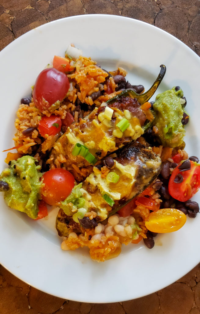 Stuffed jalapenos with Spanish rice, beans, pico de gallo and cashew cheese from Cozy Plum in Santa Rosa. Heather Irwin/PD