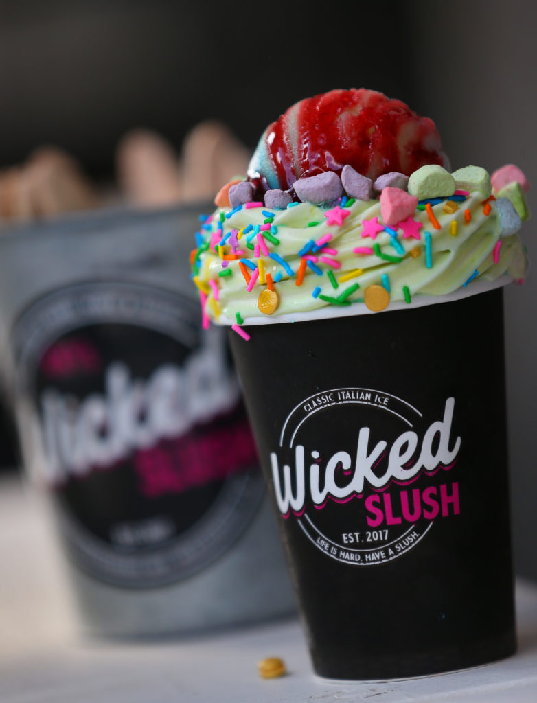 Wicked Slush serves up a slush with soft serve ice cream split in a wide variety of flavor combinations. (Christopher Chung/ The Press Democrat)