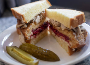Turkey “moistmaker” sandwich at Grossman’s in Santa Rosa. (Heather Irwin / Sonoma Magazine)