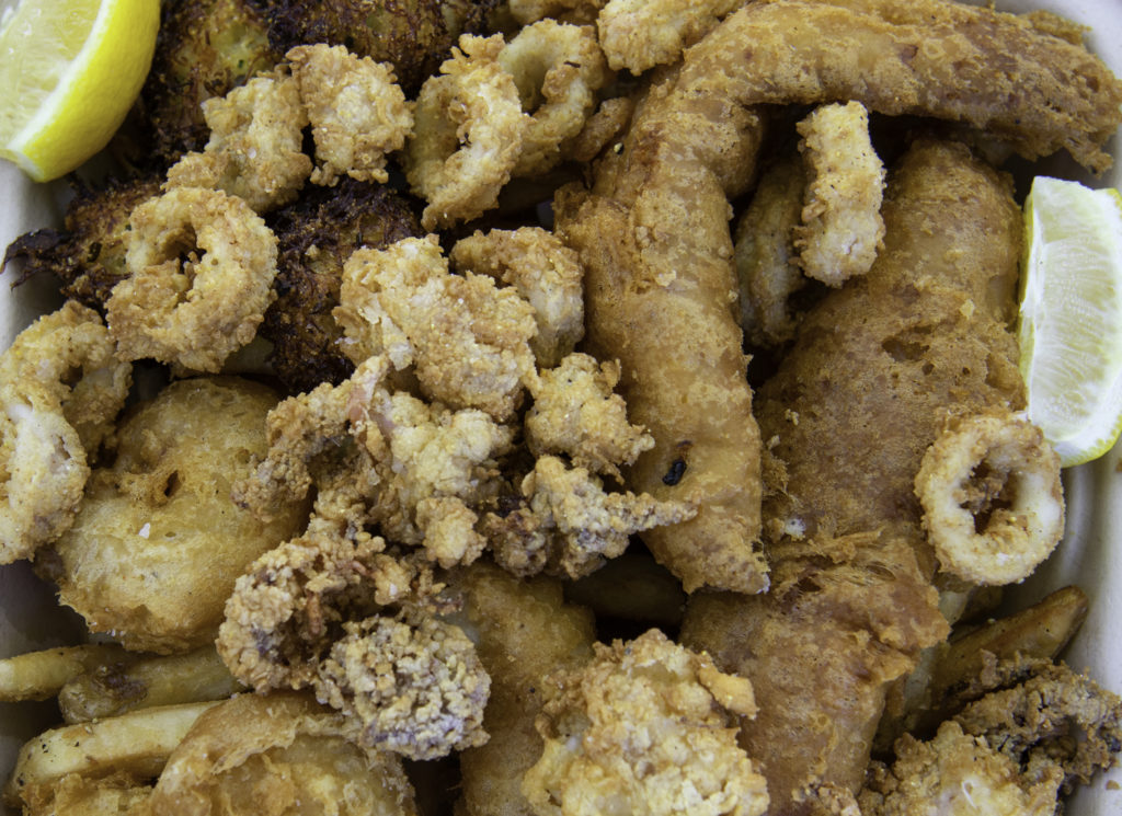 Mixed fried seafood at Seafood & Eat in Windsor. Heather Irwin/PD