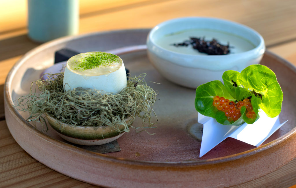 Amuse bouche at Single Thread at Kistler Vineyards' Trenton Roadhouse. (Heather Irwin / Sonoma Magazine)