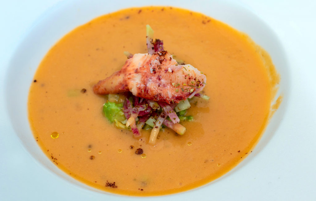 Peach and tomato gazpacho at Blue Ridge Kitchen in Sebastopol. Heather Irwin/PD