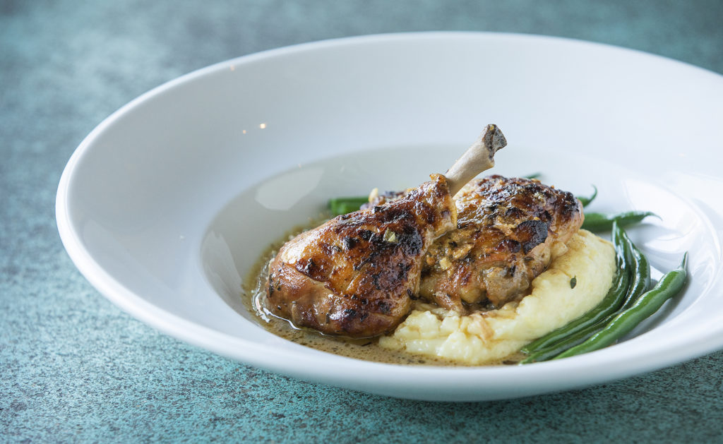 Molly's Chicken with middle eastern spices, white wine, citrus, mashed potatoes and veggies from Flavor Bistro in Sebastopol. (Photo by John Burgess/The Press Democrat)