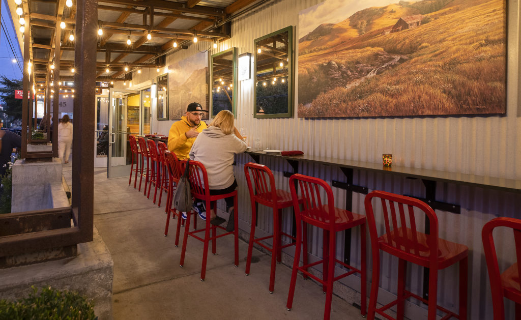 Flavor Bistro in Sebastopol utilizes every bit of outside space for seating. (Photo by John Burgess/The Press Democrat)